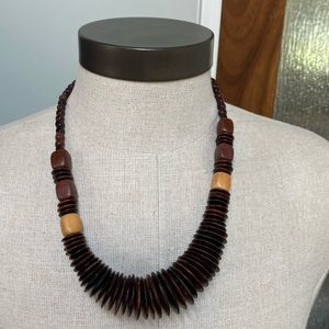 Boho chunky wooden necklace